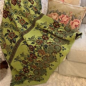 Floral Green Throw Blanket